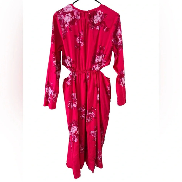 Pink floral long sleeve midi dress - Picture 8 of 8